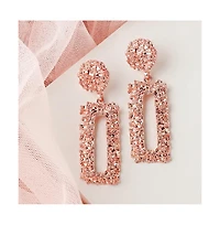 Sohi Women's Pink Corroded Drop Earrings