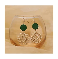 Sohi Women's Green Flora Drop Earrings