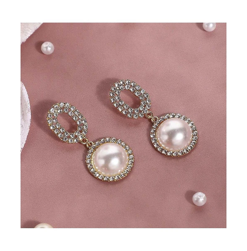 Sohi Women's Embellished Snowball Drop Earrings