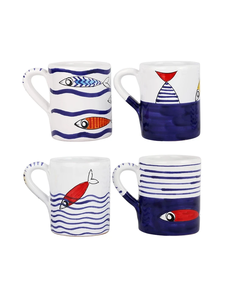Vietri Pesce Pazzo Assorted Mugs, Set of 4