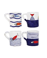 Vietri Pesce Pazzo Assorted Mugs, Set of 4