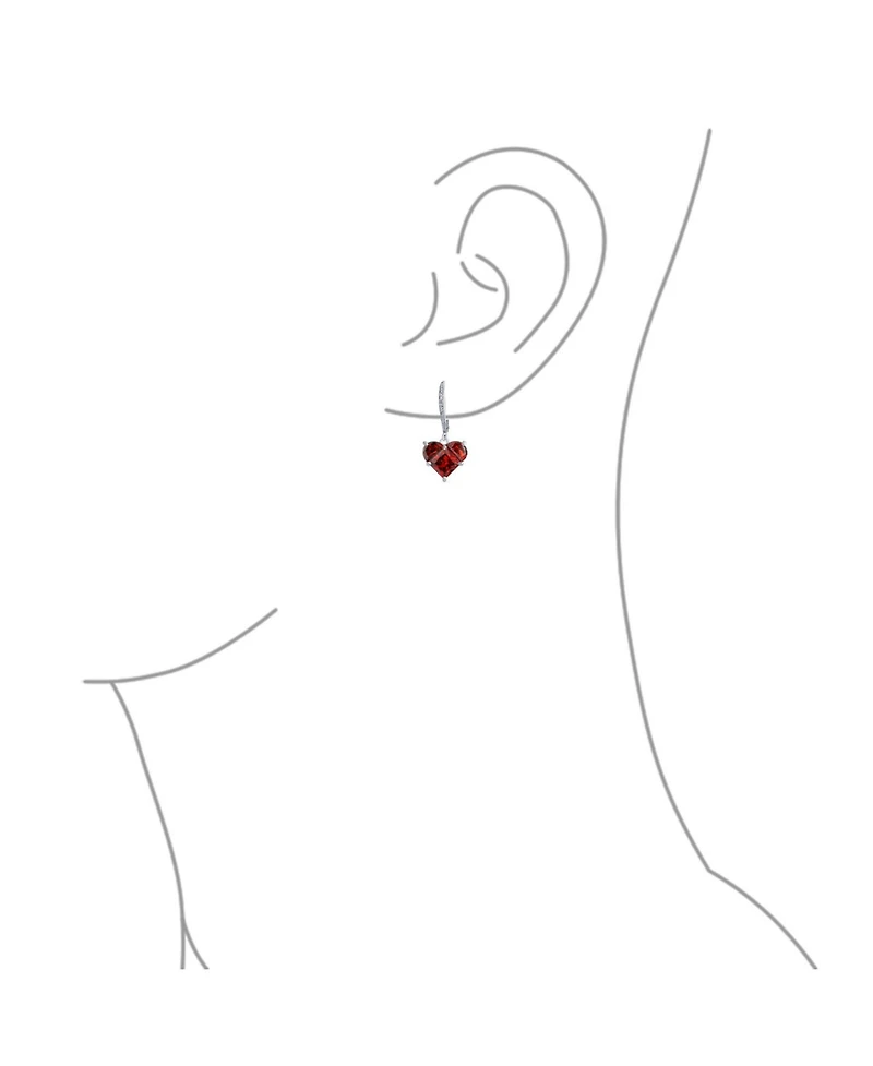 Bling Jewelry 4CT Cz Red Heart Shaped Cubic Zirconia Dangle Lever back Earrings Invisible Cut Sterling Silver