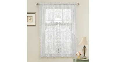 Kate Aurora Shabby Living Lena Floral Lace Complete Kitchen Curtain Tier & Swag Set