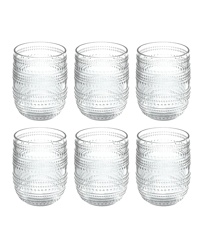 Abode Homewares Beaded Stemless Cobalt Glasses, Set of 6