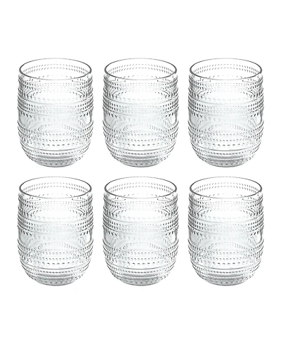Abode Homewares Beaded Stemless Cobalt Glasses, Set of 6