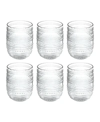 Abode Homewares Beaded Stemless Cobalt Glasses, Set of 6