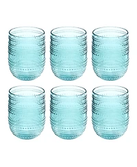 Abode Homewares Beaded Stemless Cobalt Glasses, Set of 6