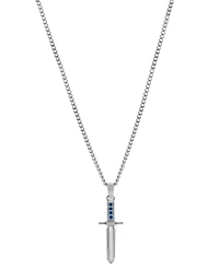 Blackjack Men's Cubic Zirconia Sword 24" Pendant Necklace in Stainless Steel