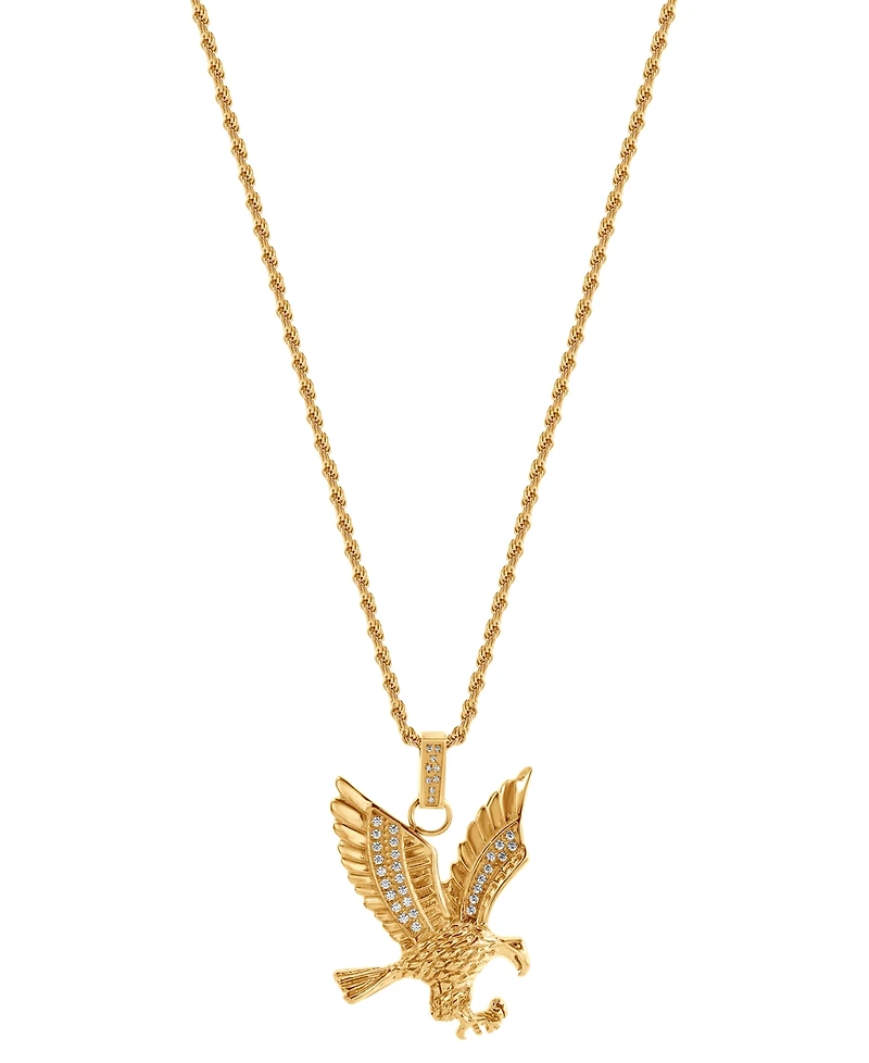 Blackjack Men's Cubic Zirconia Eagle 24" Pendant Necklace