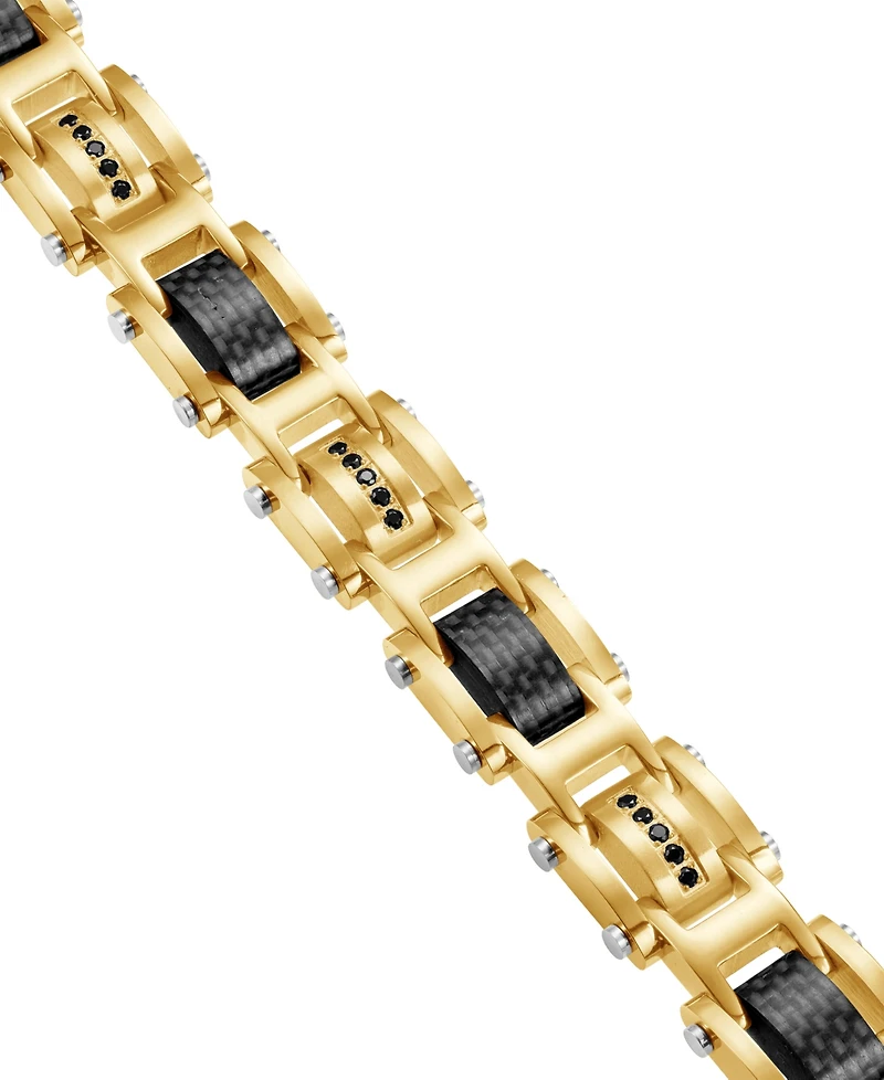 Blackjack Men's Cubic Zirconia & Carbon Fiber Square Link Bracelet