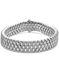 Blackjack Men's Black Cubic Zirconia Hexagon Set Multirow Link Bracelet (Also in White Cubic Zirconia)