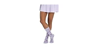 Muk Luks Women's 3 Pack Cotton Compression Crew Socks, Lavender, One