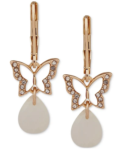 lonna & lilly Gold-Tone Butterfly Stone Drop Earrings