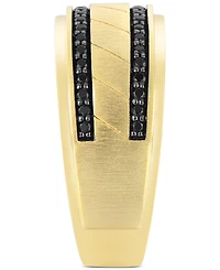 Men's Black Diamond Double Row Band (1/3 ct. t.w.) 10k Gold (Also Light Brown Diamond)