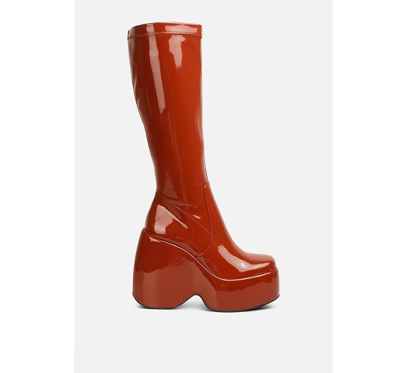 dirty dance patent high platform calf boots
