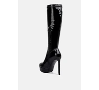 Shawtie High Heel Stretch Patent Calf Boots