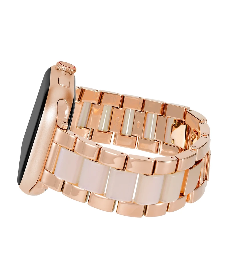 Anne Klein Women's Iridescent Acetate with Rose Gold-Tone Alloy Metal Link Bracelet designed for Apple Watch 42mm (Series 1-3 only) & 44/45/46/49mm (U