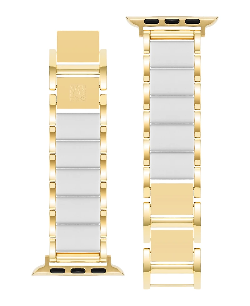Anne Klein Women's Gold-Tone Alloy Metal and White Silicone Bracelet designed for Apple Watch 42mm (Series 10) & 38/40/41mm