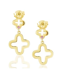 Suzy Levian Sterling Silver Cubic Zirconia Double Clover Drop Dangle Earrings