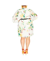 City Chic Plus Color Wrap Print Dress