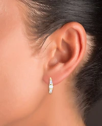 Cubic Zirconia Round & Baguette Small Hoop Earrings in 14k Gold-Plated Sterling Silver, 0.57"