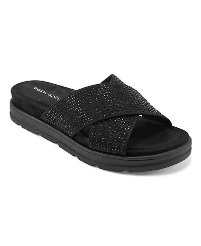 Easy Spirit Women's Shanya Crisscross Rhinestone Sandals