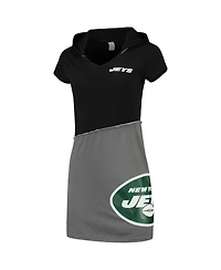 Women's Refried Apparel Black, Gray New York Jets Hooded Mini Dress