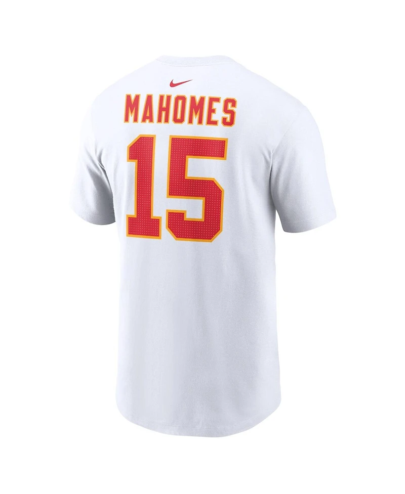 Men's Nike Patrick Mahomes White Kansas City Chiefs Super Bowl Lviii Patch Player Name and Number T-shirt