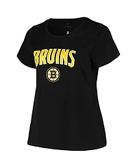 Women's Profile Black Boston Bruins Plus Arch Over Logo T-shirt