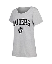 Women's Fanatics Heather Gray Las Vegas Raiders Plus Arch Over Logo T-shirt