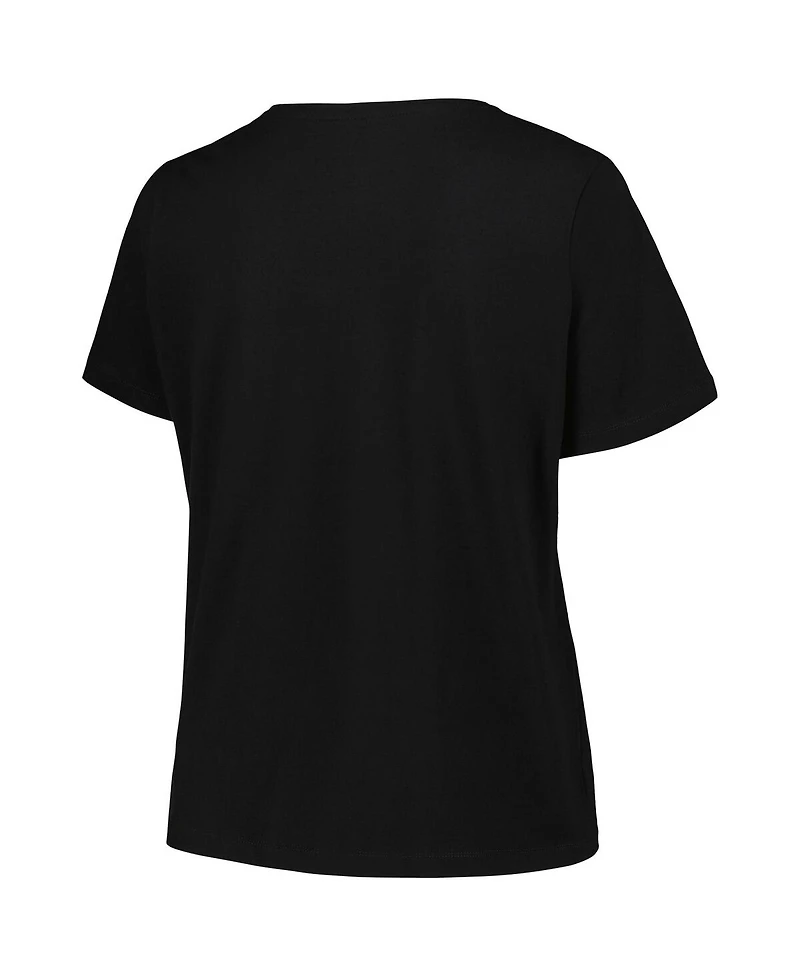 Women's Profile Black Milwaukee Bucks Plus Size Arch Over Logo V-Neck T-shirt