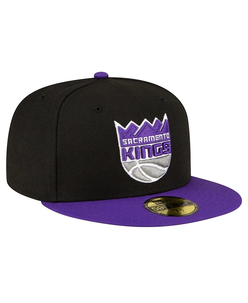 Men's New Era Black, Purple Sacramento Kings 2-Tone 59FIFTY Fitted Hat