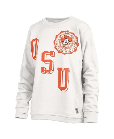 Women's Pressbox White Oklahoma State Cowboys Shoreline Sundown Pullover Sweatshirt