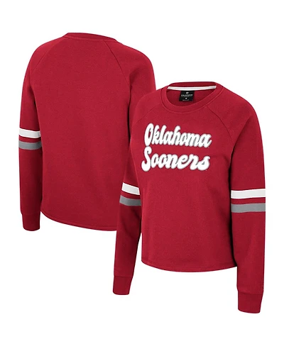 Women's Colosseum Crimson Oklahoma Sooners Talent Competition Raglan Pullover Sweatshirt