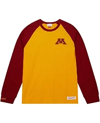Men's Mitchell & Ness Gold Minnesota Golden Gophers Legendary Slub Raglan Long Sleeve T-shirt