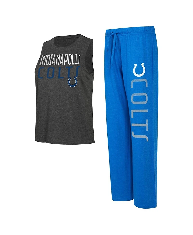 Women's Concepts Sport Royal, Black Distressed Indianapolis Colts Muscle Tank Top and Pants Lounge Set