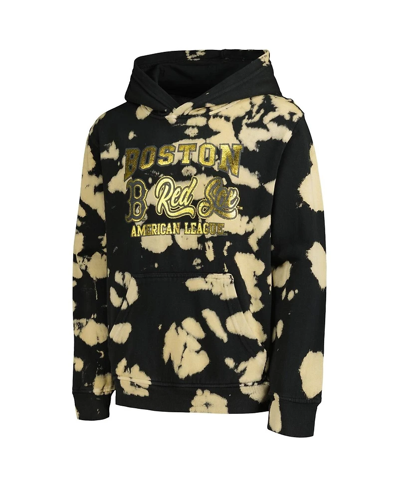 Big Boys Black Distressed Boston Red Sox Heart of Gold Pullover Hoodie