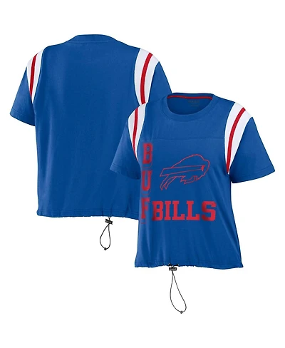 Women's Wear by Erin Andrews Royal Distressed Buffalo Bills Cinched Colorblock T-shirt