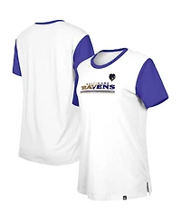 Women's New Era White, Purple Baltimore Ravens Third Down Colorblock T-shirt
