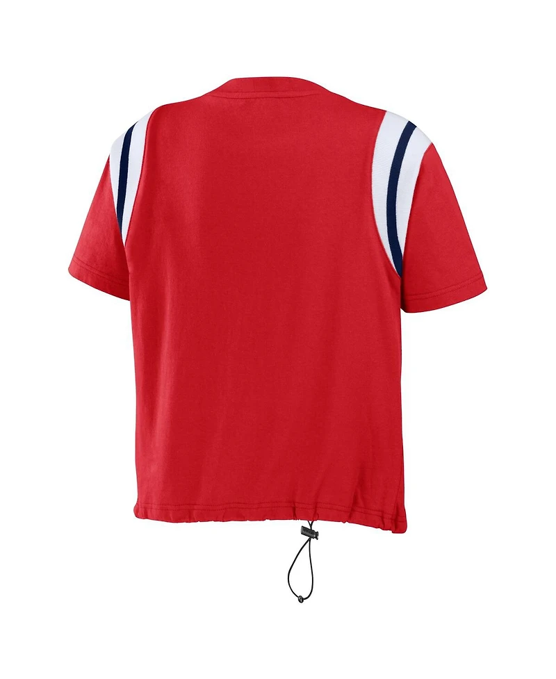 Women's Wear by Erin Andrews Red Distressed St. Louis Cardinals Cinched Colorblock T-shirt