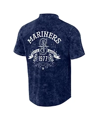 Men's Darius Rucker Collection by Fanatics Navy Distressed Seattle Mariners Denim Team Color Button-Up Shirt