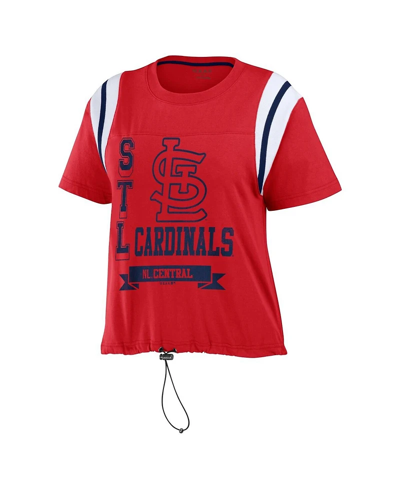 Women's Wear by Erin Andrews Red Distressed St. Louis Cardinals Cinched Colorblock T-shirt