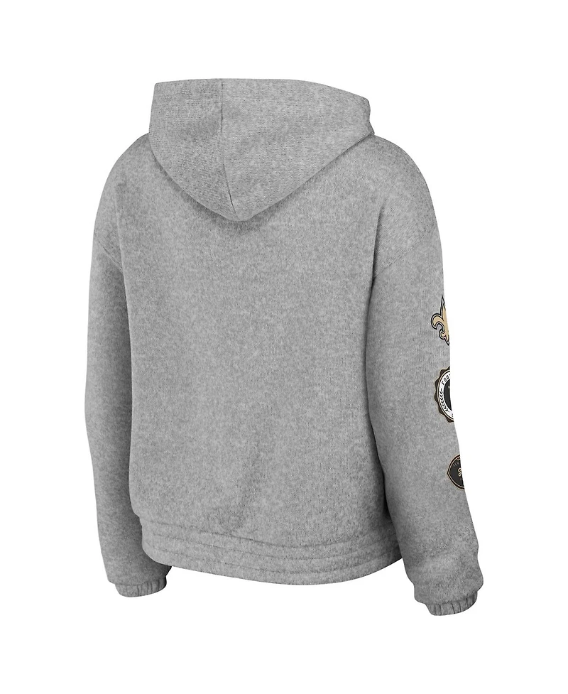 Women's Wear by Erin Andrews Heather Gray New Orleans Saints Full-Zip Hoodie