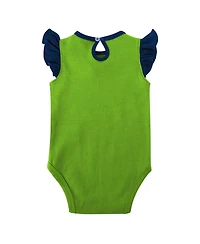 Baby Girls Navy, Neon Green Seattle Seahawks Spread the Love 2-Pack Bodysuit Set
