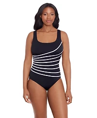 Longitude by Mimi Flamingo Women's Block It Up 8 Overlay Fank Tank One Piece