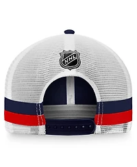 Men's Fanatics Navy, White Washington Capitals Fundamental Striped Trucker Adjustable Hat