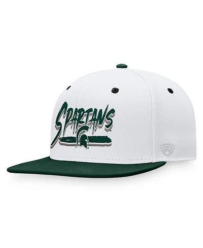 Men's Top of the World White, Green Michigan State Spartans Sea Snapback Hat
