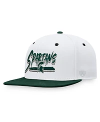 Men's Top of the World White, Green Michigan State Spartans Sea Snapback Hat