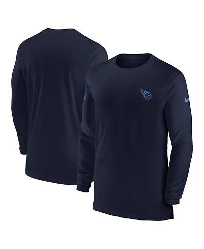 Men's Nike Navy Tennessee Titans Sideline Coach Performance Long Sleeve T-shirt