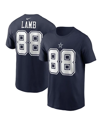 Men's Nike CeeDee Lamb Navy Dallas Cowboys Player Name and Number T-shirt